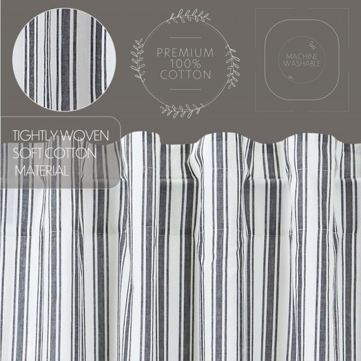 Sawyer Mill Black Ticking Stripe Short Panel Set of 2 63x36