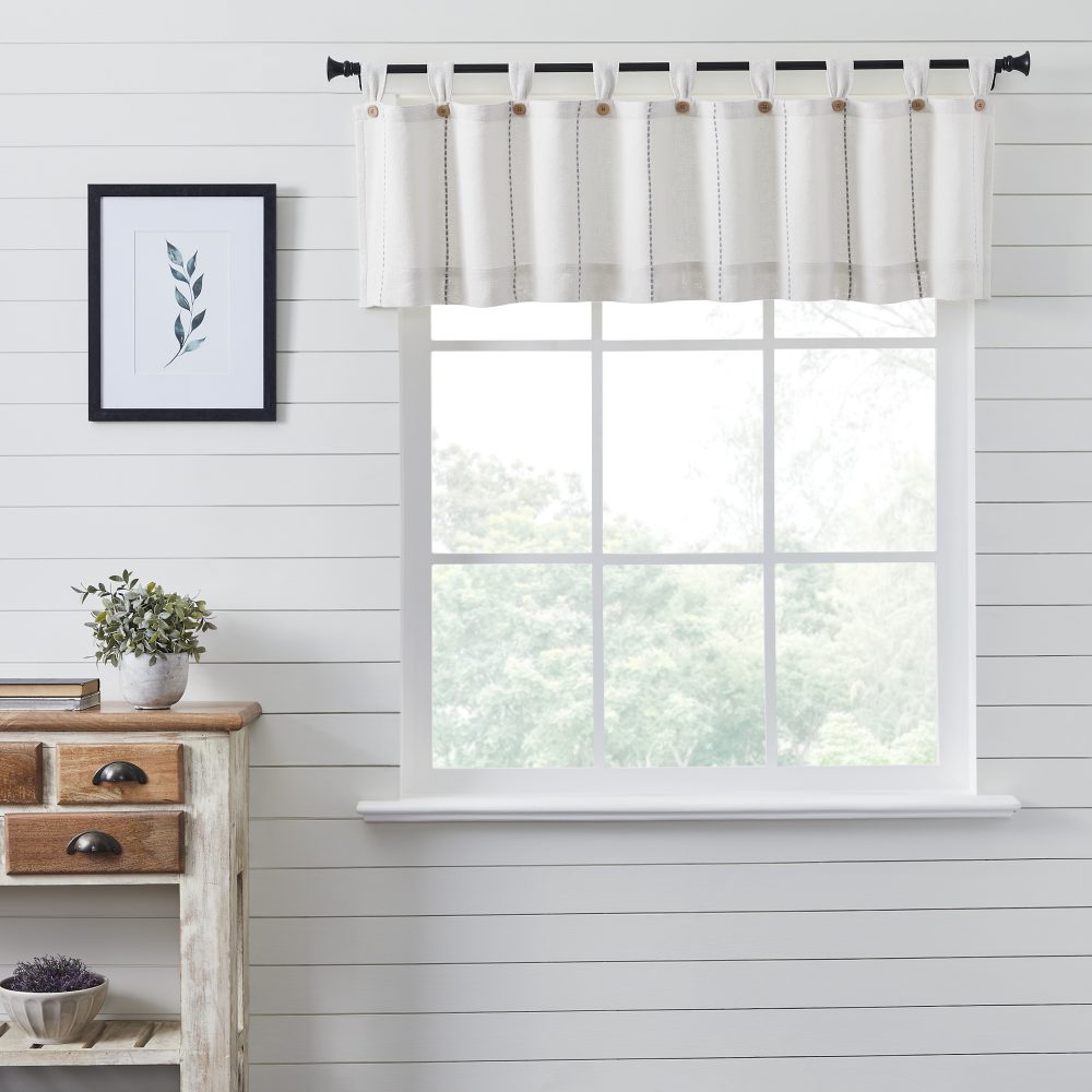 Stitched Burlap White Valance 16x72