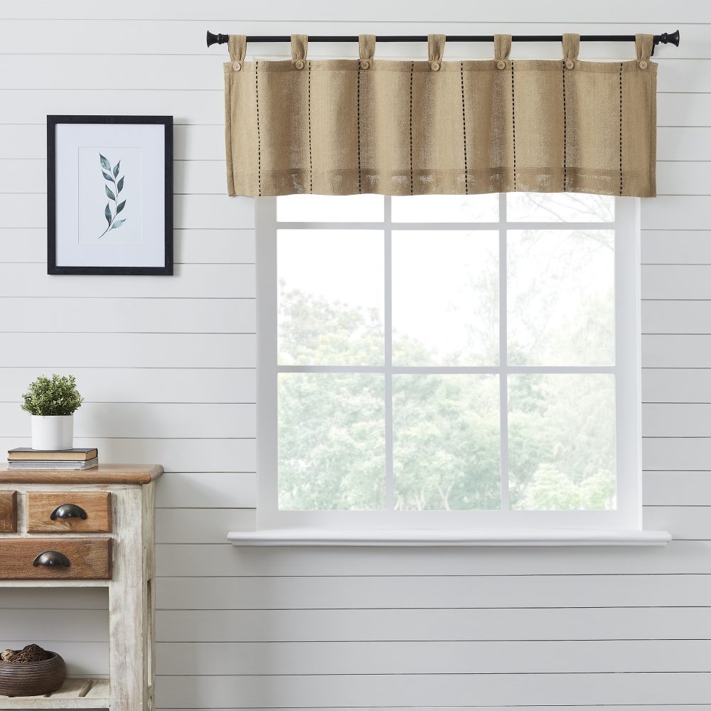 Stitched Burlap Natural Valance 16x60