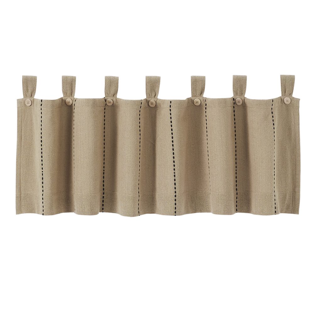 Stitched Burlap Natural Valance 16x60