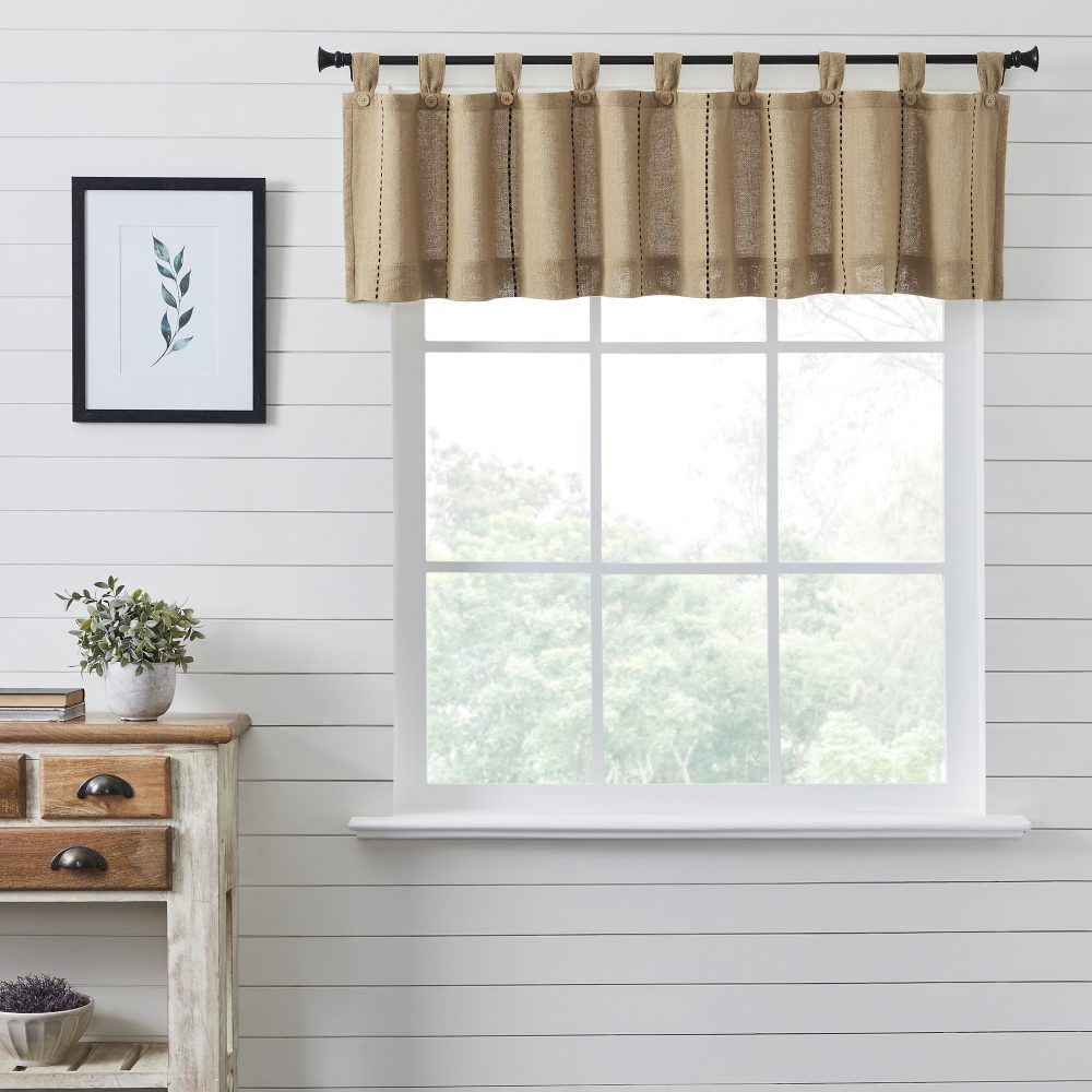 Stitched Burlap Natural Valance 16x72