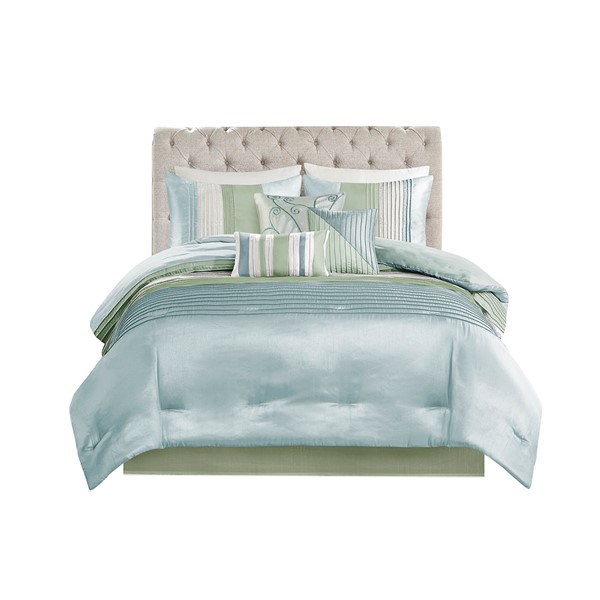 Madison Park Amherst 7 Piece Comforter Set in Green, Cal King MP10-848