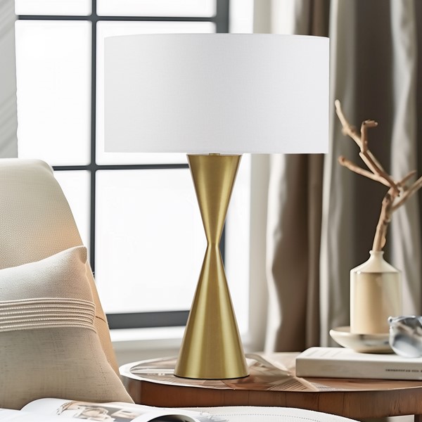 INK+IVY Elixir Gold Hourglass Metal Table Lamp in Gold II153-0154