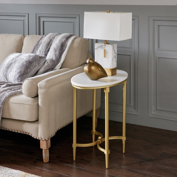 Madison Park Signature Bordeaux End Table in White/Gold MPS120-0124