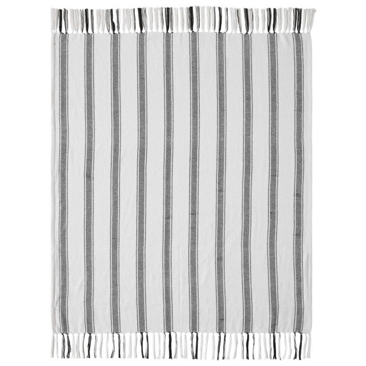 Sawyer Mill Black Ticking Stripe Woven Throw 50x60