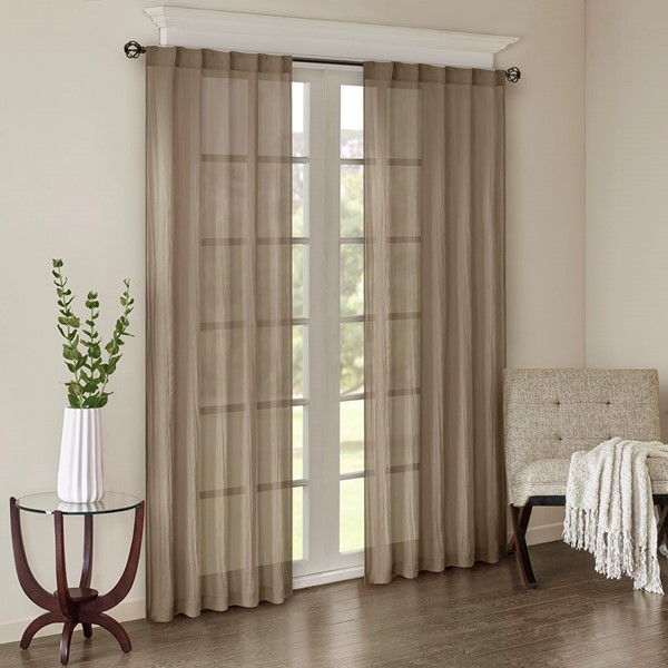 Madison Park Harper Solid Crushed Curtain Panel Pair in Taupe, 42x95" MP40-4502