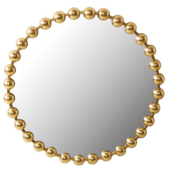 Madison Park Signature Marlowe Beaded Round Wall Mirror in Gold, 27" Dia MPS95F-0034