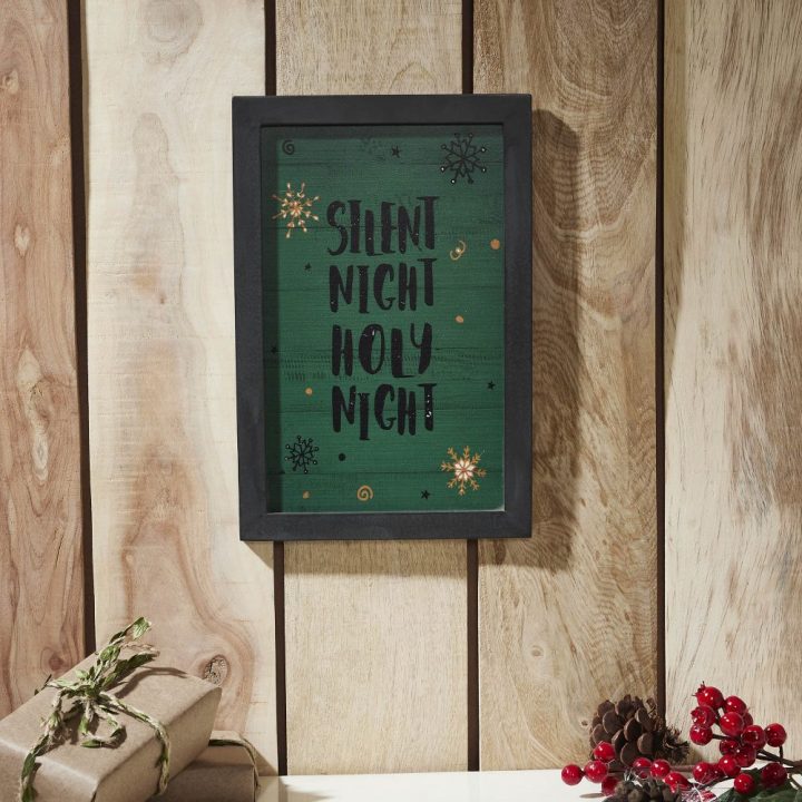 Silent Night Holy Night Framed Wall Hanging Sign 12x8