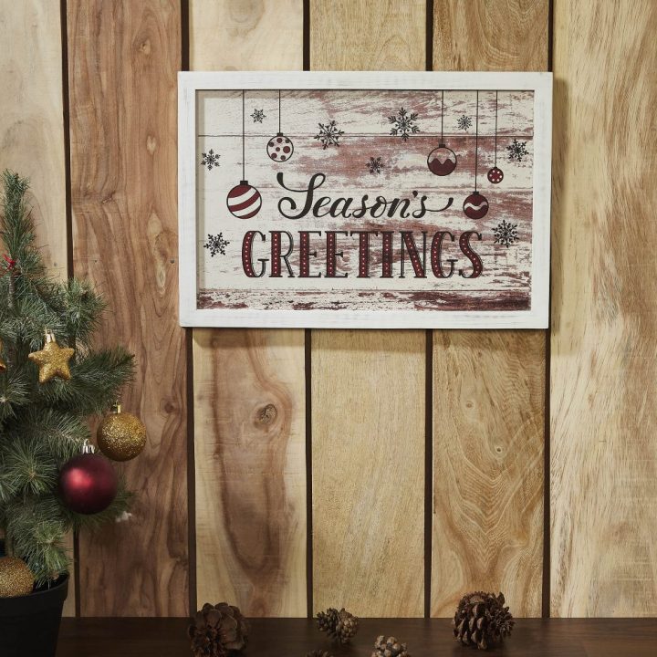 Season's Greetings Ornaments Wall Hanging Sign 11x16