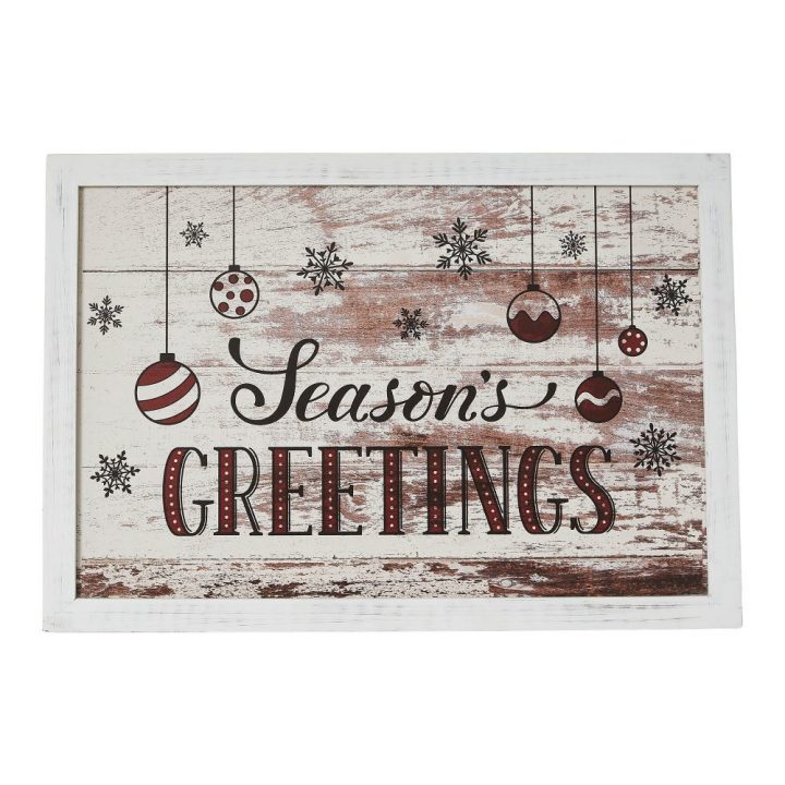 Season's Greetings Ornaments Wall Hanging Sign 11x16