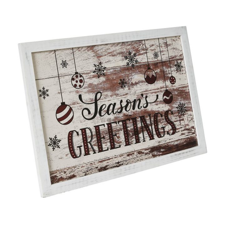 Season's Greetings Ornaments Wall Hanging Sign 11x16