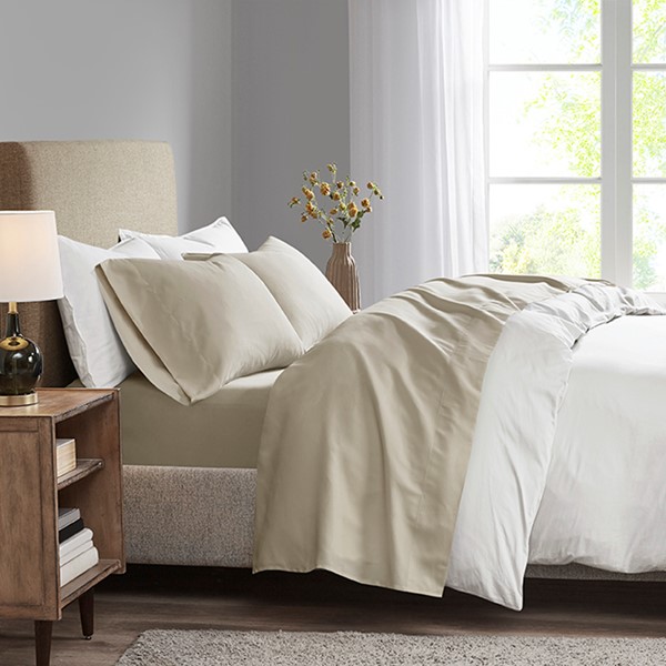 Madison Park Luxurious Brushed Microfiber Deep Pocket Sheet Set in Khaki, Cal King MP20-1194