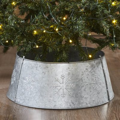 Snowflake Christmas Tree Collar Metal Galvanized 8x20x20