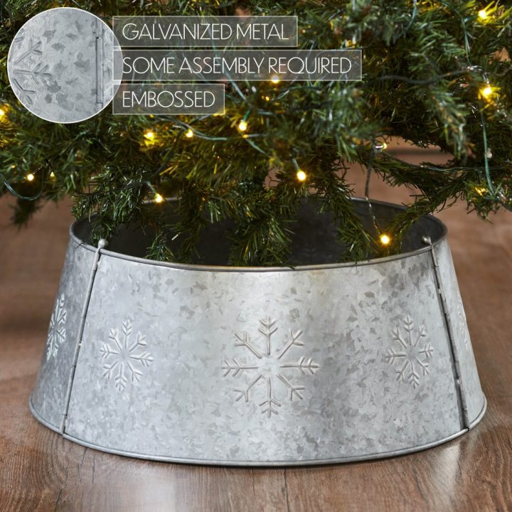 Snowflake Christmas Tree Collar Metal Galvanized 8x20x20