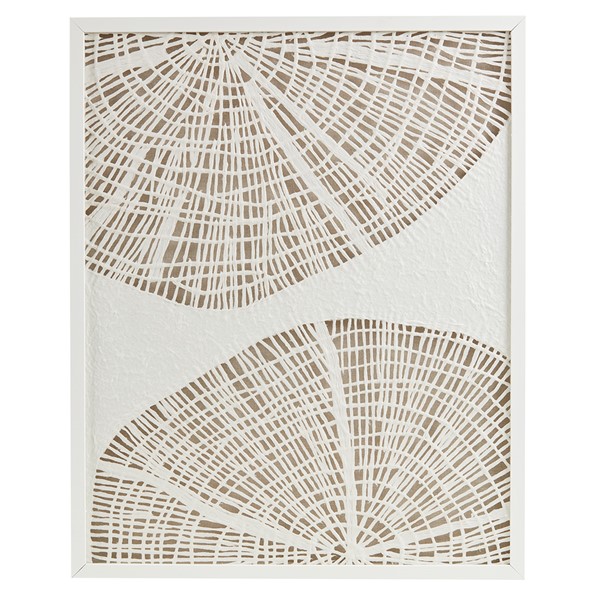 Madison Park Solana Framed Abstract Coastal Rice Shadowbox Wall Decor in Off-White MP95B-0358