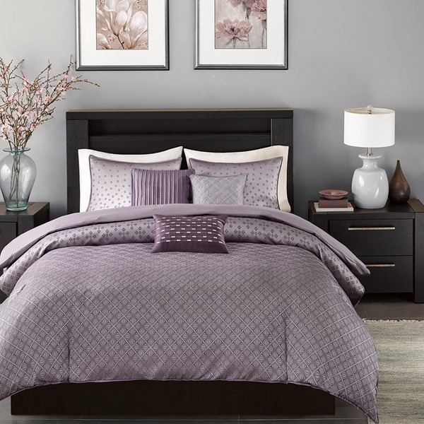 Madison Park Biloxi 6 Piece Jaquard Duvet Cover Set in Purple, King/Cal King MP12-3054