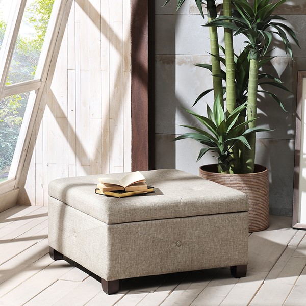 Madison Park Della Soft Close Storage Ottoman in Sand FPF18-0255