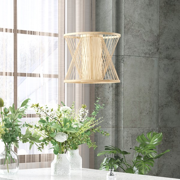 INK+IVY Aria Geometric Bamboo Pendant in Natural II151-0136