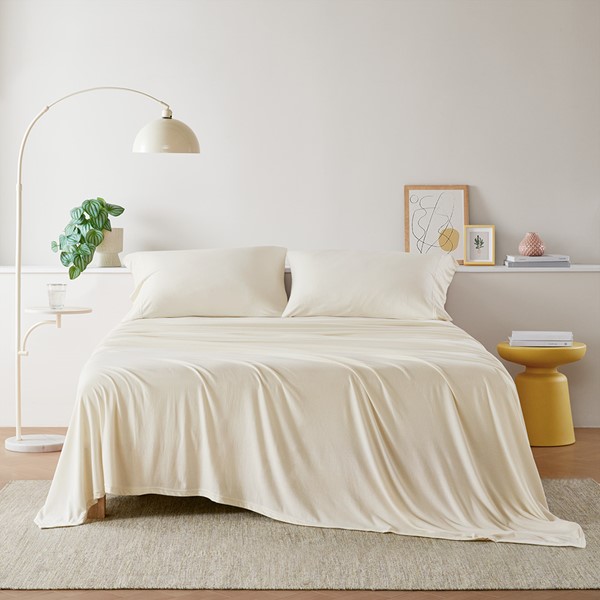 Intelligent Design Cotton Blend Jersey Knit All Season Sheet Set in Cream, Twin ID20-2456