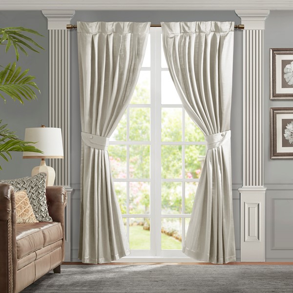 Croscill Classics Avignon Pleat Curtain Panel with Tieback (Single) in White, 52x96" CCL40-0042