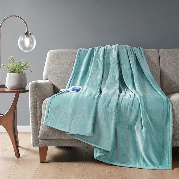 Beautyrest Plush Heated Throw in Aqua, 60x70" BR54-1923