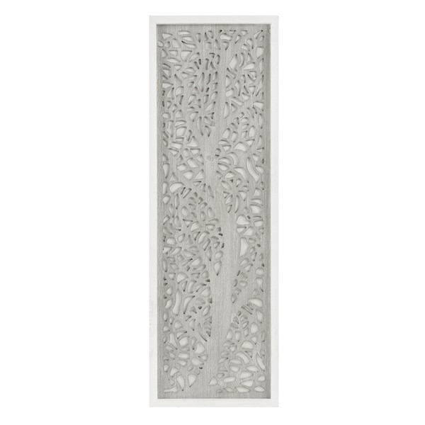 Madison Park Laurel Branches Laser Cut Tree Framed Panel Wall Decor in Grey MP95B-0274