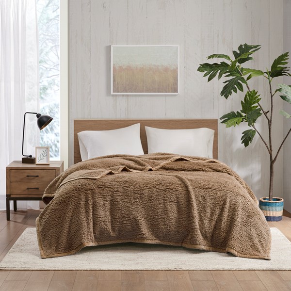 Woolrich Burlington Berber Blanket in Brown, King WR51-3909