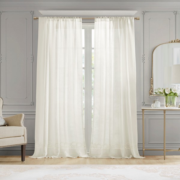 Croscill Classics Cornelli Embroidery Curtain Panel (Single) in White, 52x84" CCL40-0053