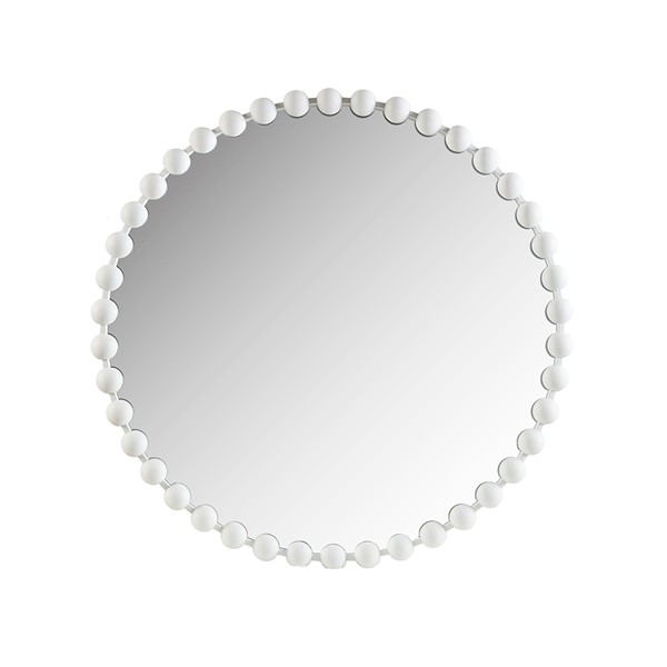 Madison Park Signature Marlowe Beaded Round Wall Mirror in White, 36" Dia MPS95F-0043