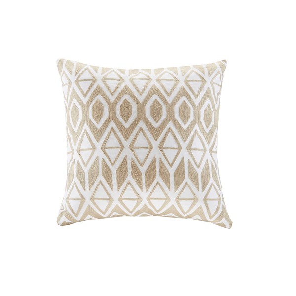 Harbor House Anslee Embroidered Cotton Square Decorative Pillow in Taupe, 18x18" HH30-1693