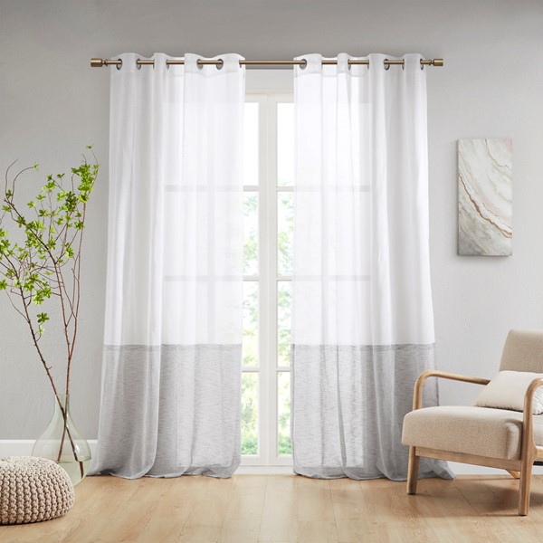 Croscill Casual Romo Dual-colored Curtain Panel (Single) in White/Grey, 52x96" CCA40-0015