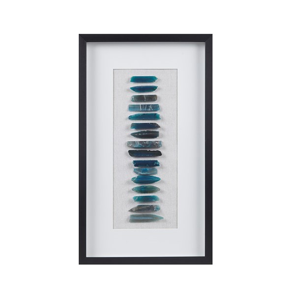 Martha Stewart Cerulean Stones Framed Blue Agate Shadowbox Wall Decor Panel in Blue MT95B-0064