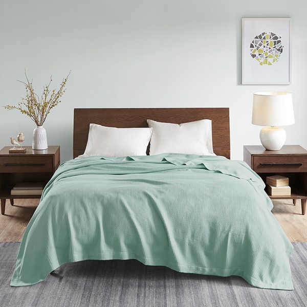 Madison Park 100% Certified Egyptian Cotton Blanket in Seafoam, King MP51N-5170