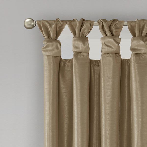 Madison Park Emilia 100% Polyester Solid Faux Silk Lined Twist Tab Total Blackout Window Curtain in Bronze, 50x95" Blackout MP40-7406