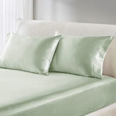 Madison Park Essentials Satin Luxury 2 PC Pillowcases in Sage, King MPE21-1129