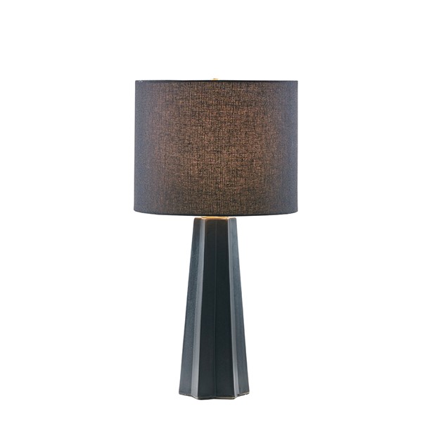 Martha Stewart Athena Geometric Ceramic Table Lamp in Black MT153-0049