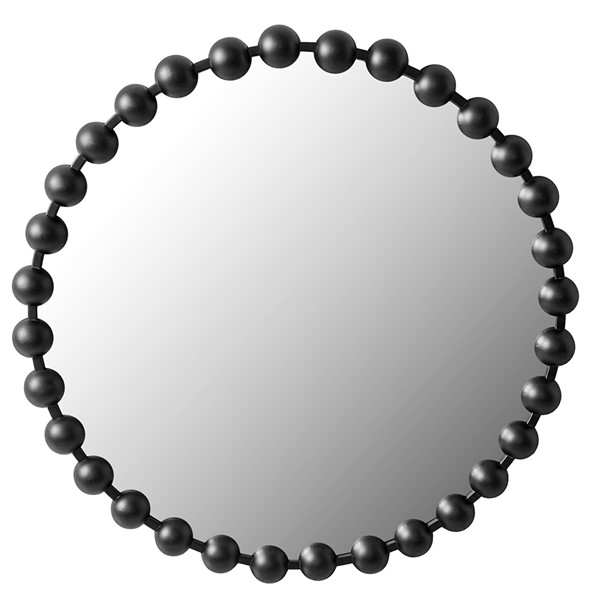 Madison Park Signature Marlowe Beaded Round Wall Mirror in Black, 27" Dia MPS95F-0036