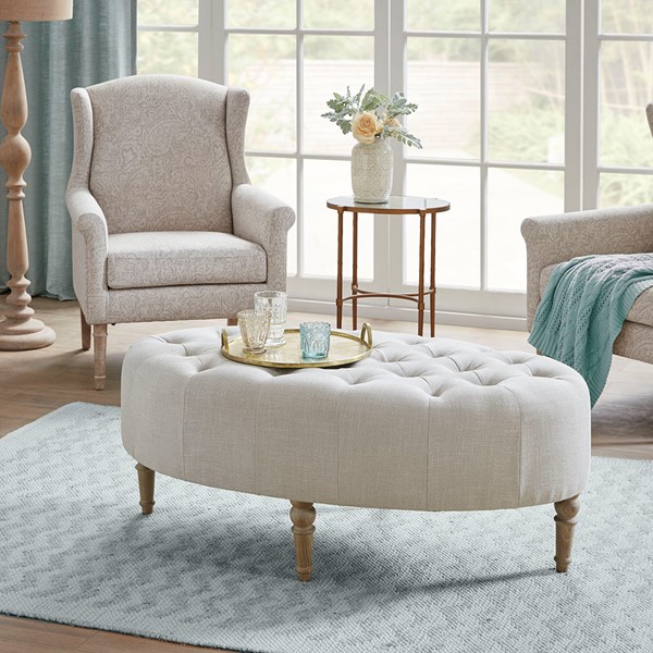 Martha Stewart Clara Accent Ottoman in Linen MT101-0011