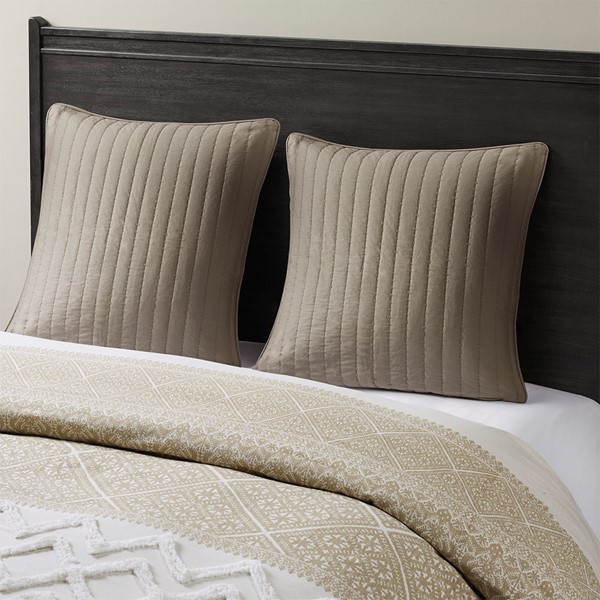 INK+IVY Camila Cotton Quilted Euro Sham in Taupe, Euro Sham II11-229