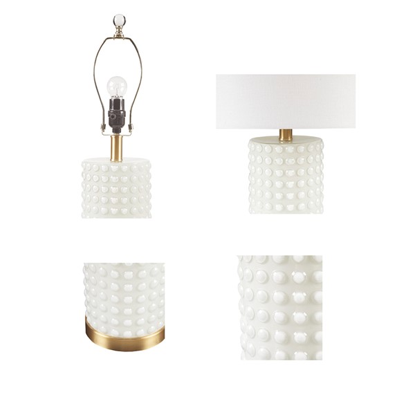 INK+IVY Grace Ivy Textured Dot Table Lamp in White/Gold II153-0146