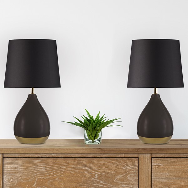 510 Design Liora 2-Tone Ceramic Table Lamp Set of 2 in Black/Gold 5DS153-0049