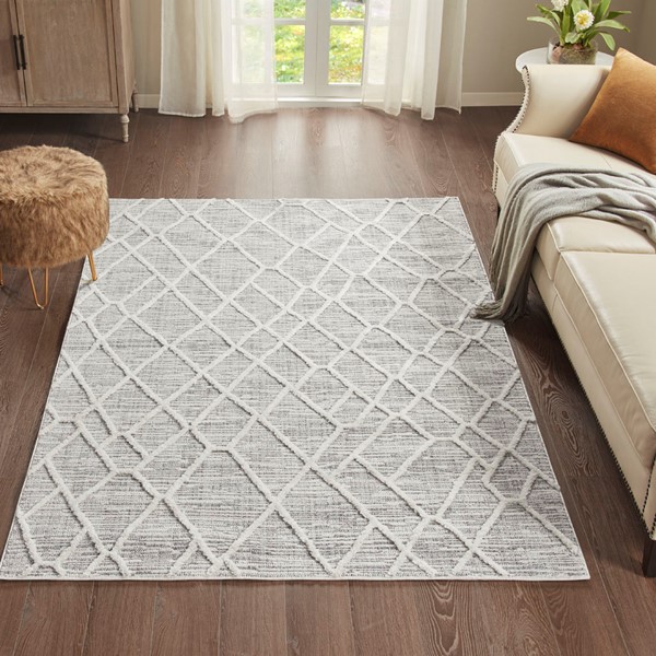 Madison Park Ashley Terni Pebble Indoor Area Rug in Gray/Cream, 5x7' MP35-7185