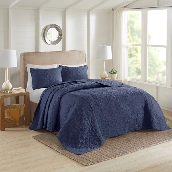 510 Design Oakley 3 Piece Reversible Bedspread Set in Navy, King/Cal King 5DS13-0291