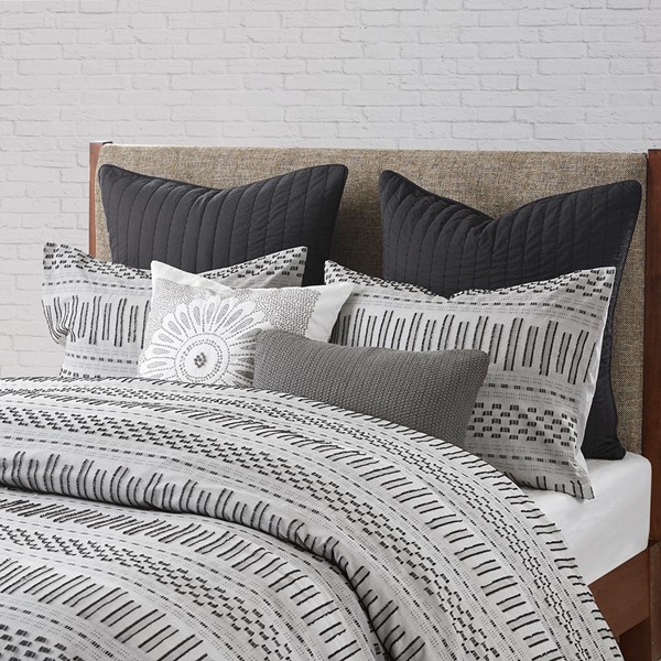 INK+IVY Rhea Cotton Jacquard Comforter Mini Set in Gray/Black, King/Cal King II10-1101