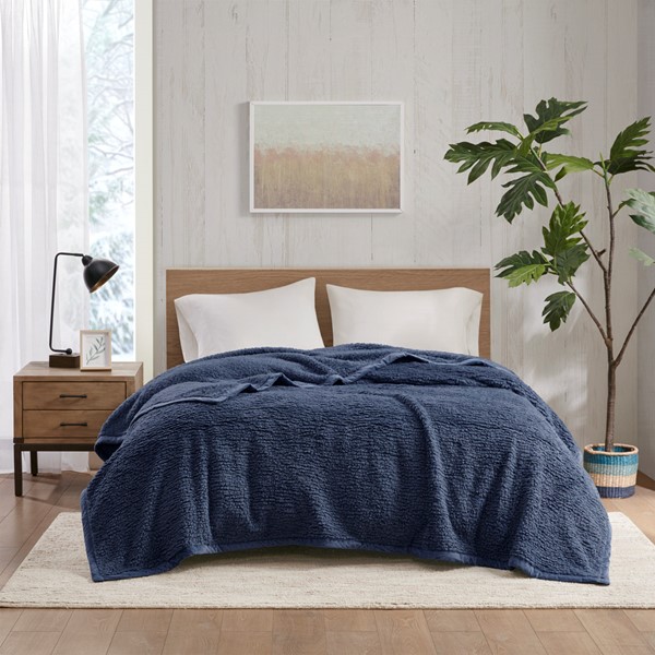 Woolrich Burlington Berber Blanket in Navy, Full/Queen WR51-2548