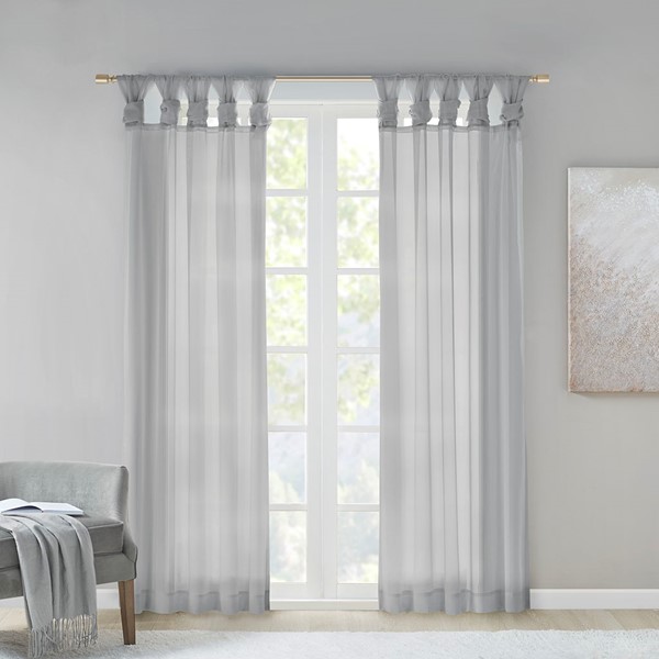 Madison Park Ceres Twist Tab Voile Sheer Window Pair in Light Grey, 2-PK 50x95" MP40-6350