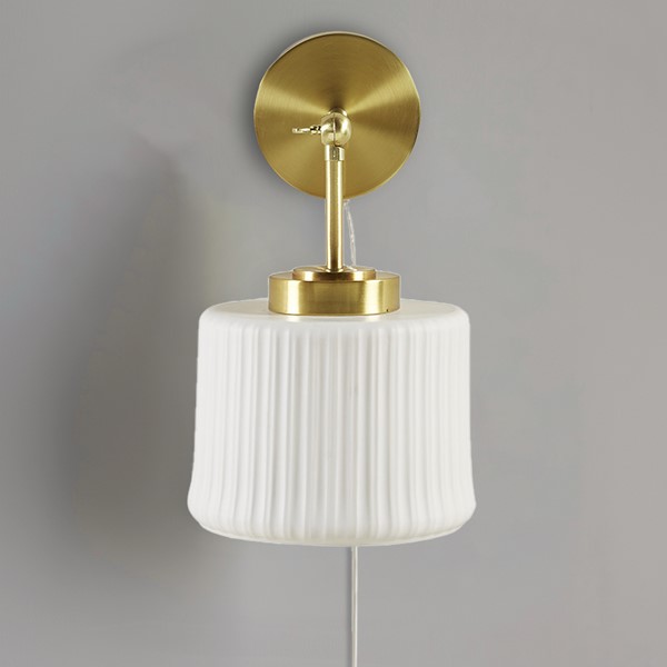 INK+IVY Luminex White Ceramic Wall Sconce with Adjustable Swing Arm in Gold/White FB155-1182