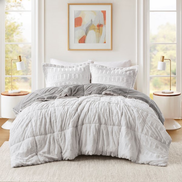 Madison Park Gia Faux Fur Comforter Mini Set in Gray/White, King/Cal King MP10-7239