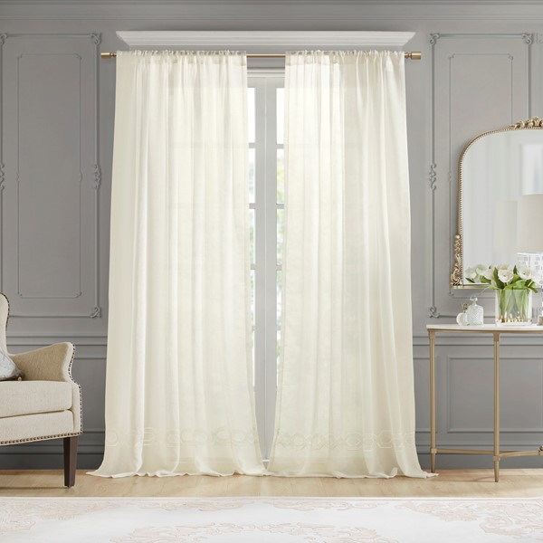 Croscill Classics Cornelli Embroidery Curtain Panel (Single) in Ivory, 52x84" CCL40-0055