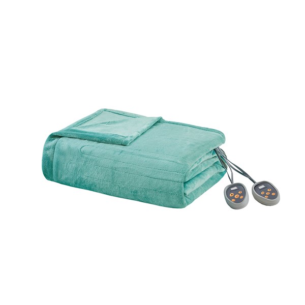 Beautyrest Plush Heated Blanket in Aqua, Full BR54-0904